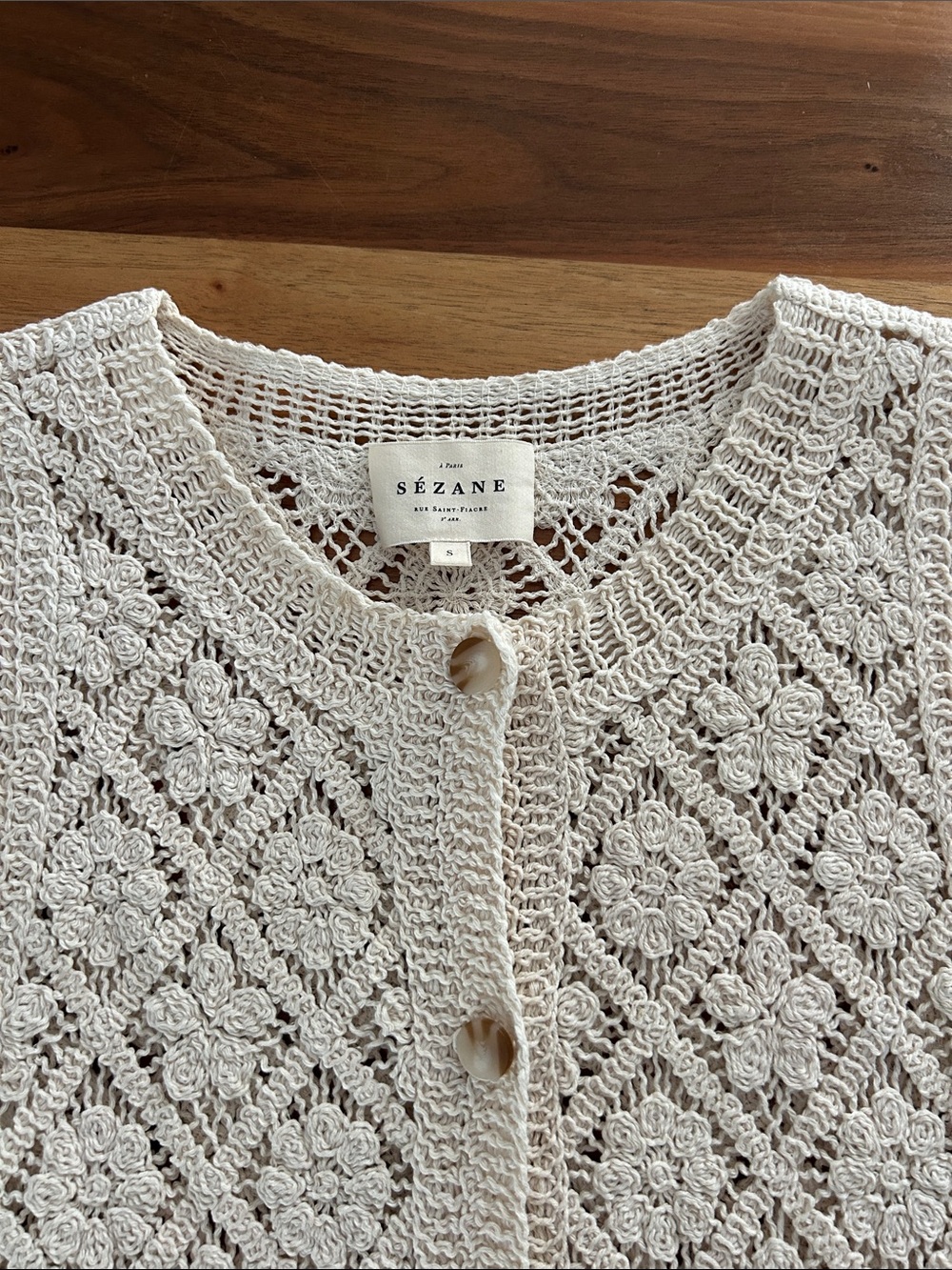 Sezane Ron Top Ecru size Small - Picture 3 of 9
